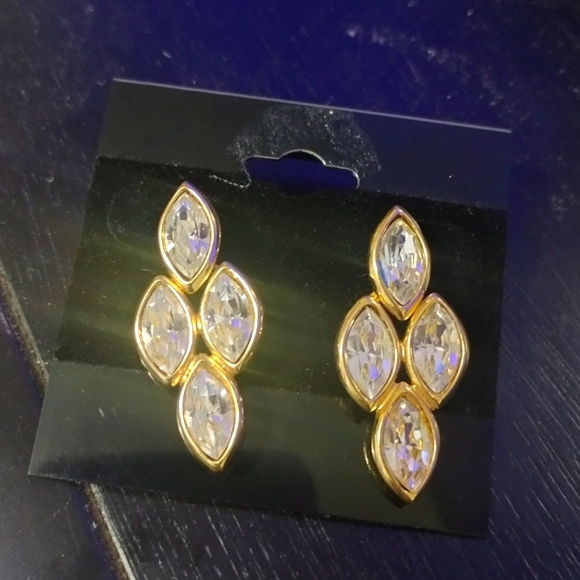 Jewelry - Napier‎ Gold-Tone Marquise-Cut Crystal Cluster Stud Earrings